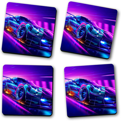 Ashvah Square Wood Coaster Set(Pack of 4)
