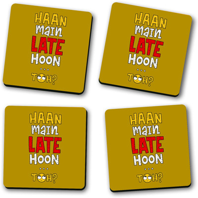 Ashvah Square Wood Coaster Set(Pack of 4)