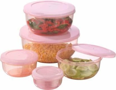 MVILLA Plastic Grocery Container  - 290 ml, 580 ml, 1000 ml, 1700 ml, 2700 ml(Pack of 5, Pink)