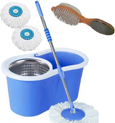 V-MOP Classic Magic Dry Bucket Mop - 360 Degree Self Spin Dry Cleaning Floor Mop for Home & Office Floor Mop Set-0AGSD9 Mop Set