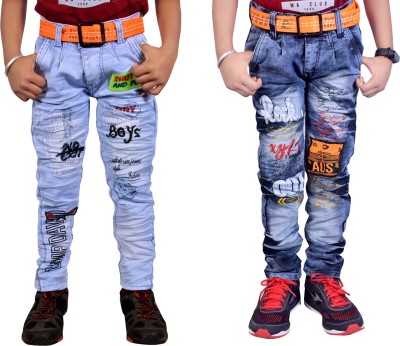 Kundan Slim Boys Dark Blue, Light Blue Jeans(Pack of 2)