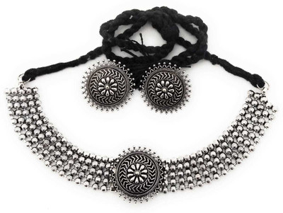 PBM CREATIONS Oxidised Silver Multicolor Jewellery Set(Pack of 1)