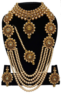 vaishnavi imitation Alloy Gold-plated Beige Jewellery Set(Pack of 1)