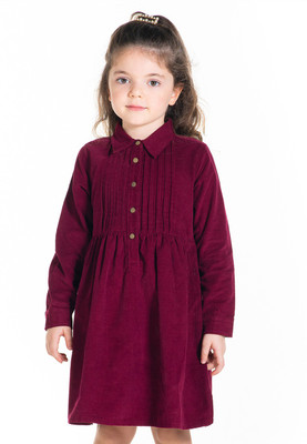Nitt Hyman  - Cherry Crumble Baby Girls Midi/Knee Length Casual Dress(Maroon, Full Sleeve)