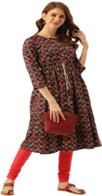 Aayna Women Printed A-line Kurta(Red)