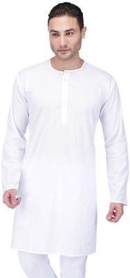 Rajubhai Hargovindas Men Solid Straight Kurta(White)