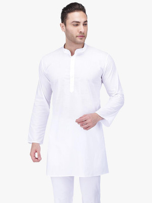 Rajubhai Hargovindas Men Solid Straight Kurta(White)