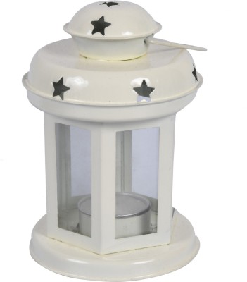 Odna Bichona Odna Bichona Pure Metal Candle TeaLight Lantern For Diwali And Decorative Purpose_White White Metal Hanging Lantern(17 cm X 11 cm, Pack of 1)