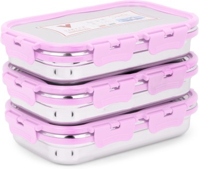 VIRTUE HOMEWARE Stainless Steel Lunch Box Set 3 Pink Containers 925ml each 3 Containers Lunch Box(925 ml)
