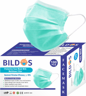 BILDOS Protective Melt blown Layer Face Mask with Inbuilt Nose Pin Daily Dust and Mouth droplet Protection Face Mask with Water Repellent Layer Surgical Mask With Melt Blown Fabric Layer(Green, Free Size, Pack of 100, 3 Ply) BILDOS Protective Melt blown Layer Face Mask with Inbuilt Nose Pin Daily Dust and Mouth droplet Protection Face Mask with Water Repellent Layer Surgical Mask With Melt Blown Fabric Layer(Green, Free Size, Pack of 100, 3 Ply)