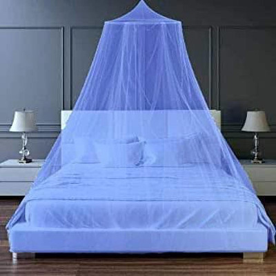 VD Enterprise Polyester Adults Washable Polyester Double Bed mosquito net for Adult [Blue] Mosquito Net(Blue, Ceiling Hung)