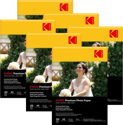 KODAK 260 GSM A4 Photo Paper High Glossy Unruled A4 260 gsm Photo Paper(Set of 6, White)