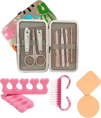 MGP FASHION High Quality Home & Professional Manicure Cosmetic Puff Makeup Pedicure Set Blackhead Acne Pimple Remover Nail Clippers eyebrow shaping Plucker Tweezer ear pick Stainless Steel Scissor Grooming Kit Nail Polish Sponge ,Nail Brush Easy Grip for Men, Women, Kids and All Purpose Travel Tools