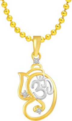 Vighnes Fashion Jewellery Ganesh Gold-plated Cubic Zirconia Brass Pendant