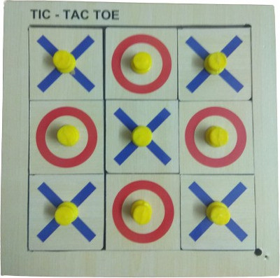 DgCrayons Wooden Tic Tac Toe | Noughts and Crosses Game || Portable Game Board Tray Set with Knobs for Kids Educational Toy, Children Puzzle Board Game Wooden Tetris Puzzles for Kids(9 Pieces)