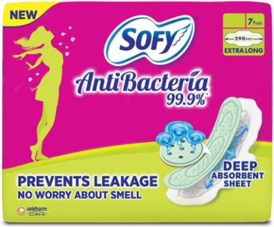 SOFY AntiBacteria Extra Long (7 Pads) Sanitary Pad Sanitary Pad(Pack of 7)