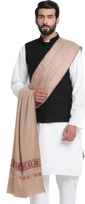 WEAVERS VILLA Cashmere, Wool Self Design Men Shawl(Beige)