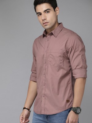 Roadster Men Solid Casual Pink Shirt