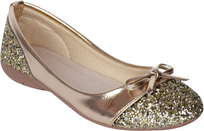 Stepee Girls Slip on Ballerinas(Gold, 7-8 year)