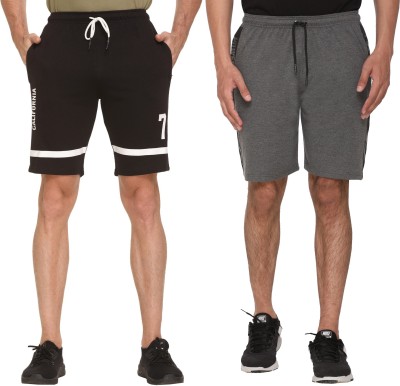 HVBK Printed Men Grey, Black Basic Shorts, Beach Shorts, Gym Shorts, Night Shorts, Regular Shorts, Sports Shorts