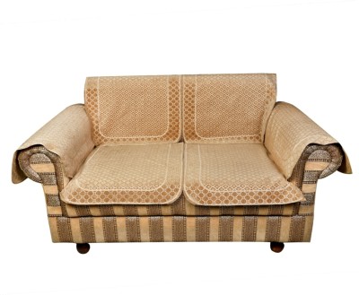 TANLOOMS Velvet Geometric 3+1+1 Seater Sofa Cover(Gold Pack of 12)