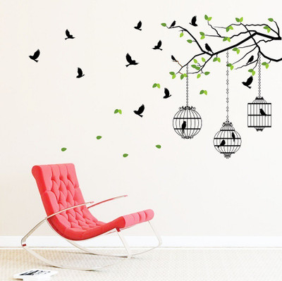 GharKraft 150 cm EJA Art Flying Birds With Case Self Adhesive Sticker(Pack of 1)