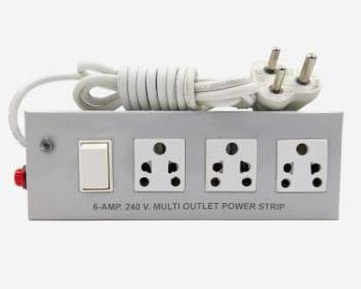 BAHUL Extension Board 3+1 Metal Body Multi Plug Points Universal Sockets With Single Switch Strip, LED Indicator (White) 6 A Three Pin Socket I Extension Board 3 Socket Extension Boards (Grey) and 4 meter wire. 3  Socket Extension Boards(Grey, 5 m)