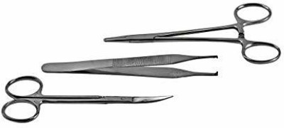 ARINEO Surgical Suturing Set Of 3 Pieces(needle holder,dissecting forceps and iris Scissor) Strong Cut Scissors(Blunt/Sharp Blades)