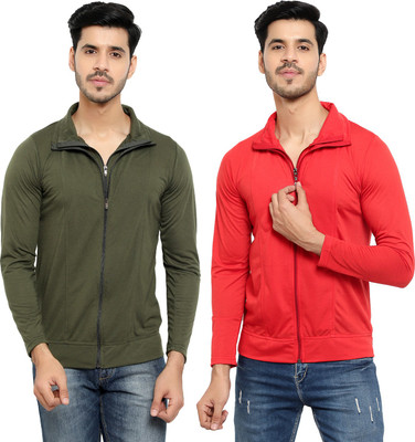 Jaskart Solid Men Polo Neck Green, Red T-Shirt