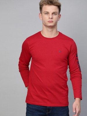 WROGN Solid Men Round Neck Red T-Shirt