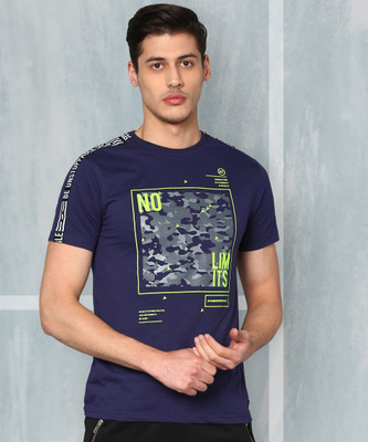 M7 By Metronaut Men Printed Round Neck Cotton Blend Blue T-Shirt For Rs. 171 @ 79 %