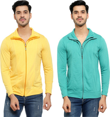 Bribzy Solid Men Polo Neck Yellow, Light Green T-Shirt