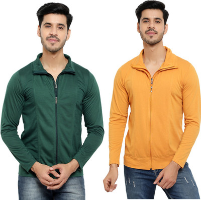 Unite Wear Solid Men Polo Neck Dark Green, Yellow T-Shirt
