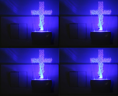 AFAST 3D Illusion Holy Cross Hidden Treen LED Night Lamp (Pack Of 4) Night Lamp(10 cm, White)