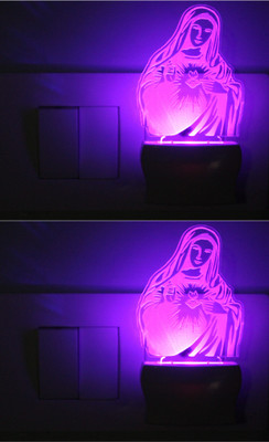 AFAST 3D Illusion Holy Saint Mary LED Night Lamp (Pack Of 2) Night Lamp(10 cm, White)