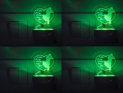 AFAST 3D Illusion Happy Couple LED Night Lamp (Pack Of 4) Night Lamp(10 cm, White)
