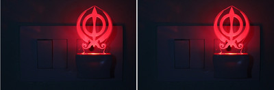 AFAST 3D Illusion Sikh's Khanda LED Night Lamp (Pack Of 2) Night Lamp(10 cm, White)
