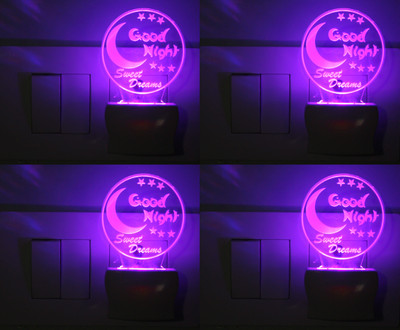 AFAST 3D Illusion Good Night Symbol LED Night Lamp (Pack Of 4) Night Lamp(10 cm, White)