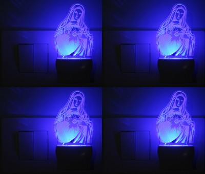 Somil 3D Illusion Effect Graceful Saint Mary LED Night Lamp (Pack Of 4) Night Lamp(10 cm, Multicolor)