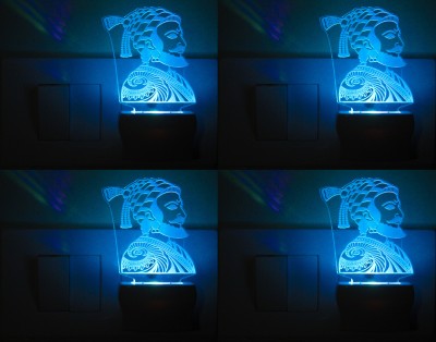 AFAST 3D Illusion Chatrapti ShivaJi LED Night Lamp (Pack Of 4) Night Lamp(10 cm, White)