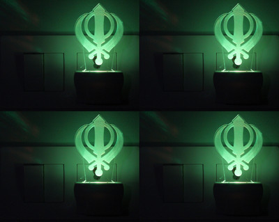 AFAST 3D Illusion Sikhism Symbol Khanda LED Night Lamp (Pack Of 4) Night Lamp(10 cm, White)