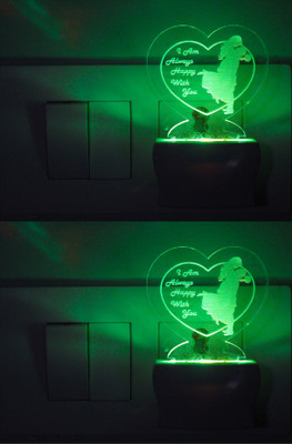 AFAST 3D Illusion Happy Couple LED Night Lamp (Pack Of 2) Night Lamp(10 cm, White)