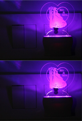 AFAST 3D Illusion New Couple LED Night Lamp (Pack Of 2) Night Lamp(10 cm, White)