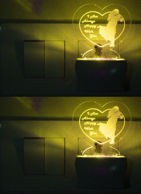 AFAST 3D Illusion Happy Couple Dancing LED Night Lamp (Pack Of 2) Night Lamp(10 cm, White)