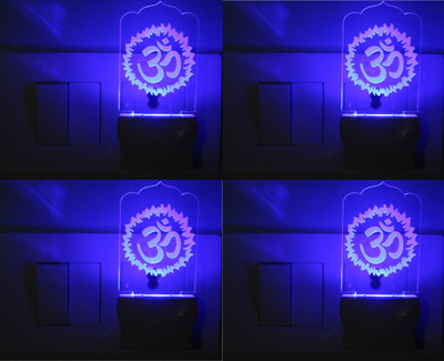 AFAST 3D Illusion Symbol Of Lord Mahdev's OM LED Night Lamp (Pack Of 4) Night Lamp(10 cm, White)