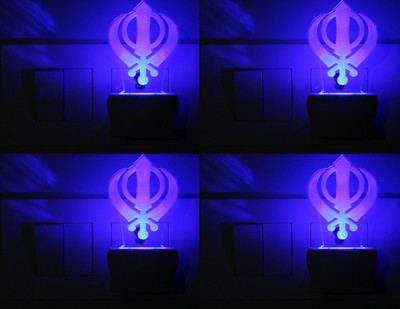 AFAST 3D Illusion Sikhism Holy Symbol Khanda LED Night Lamp (Pack Of 4) Night Lamp(10 cm, White)
