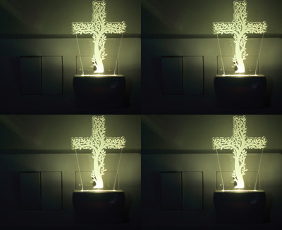 AFAST 3D Illusion Tree Shaped Holy Cross LED Night Lamp (Pack Of 4) Night Lamp(10 cm, White)