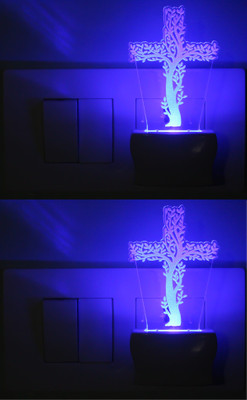 AFAST 3D Illusion Holy Cross Hidden Treen LED Night Lamp (Pack Of 2) Night Lamp(10 cm, White)
