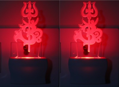 Somil 3D Illusion Effect Hindu God OM With Holy Trident LED Night Lamp (Pack Of 2) Night Lamp(10 cm, Multicolor)