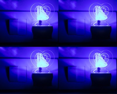 AFAST 3D Illusion Mr & Mrs Couple LED Night Lamp (Pack Of 4) Night Lamp(10 cm, White)